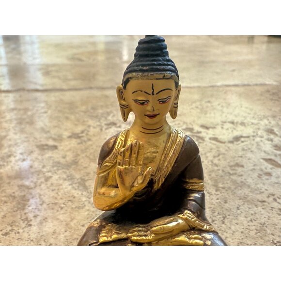 19th Century Tibetan Buddha Bronze Statue 3" Tall - Picture 3 of 9